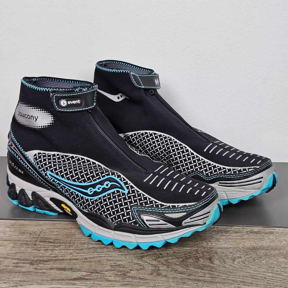 Saucony ProGrid Razor Trail Shoes Women Sz 9 Black Blue eVent Waterproof Vibram